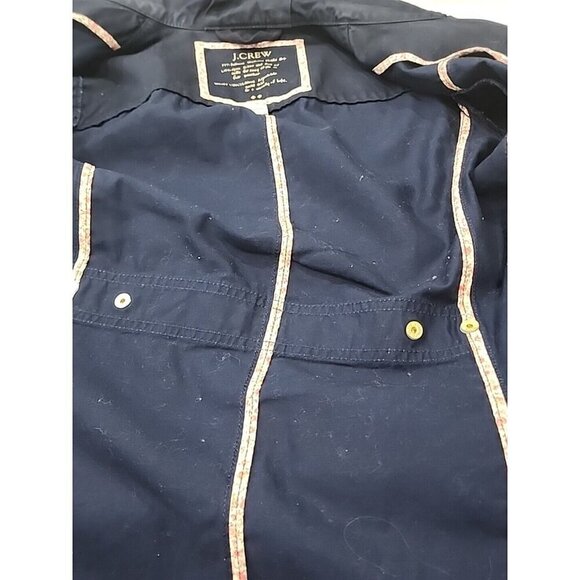 J. Crew Downtown Field Jacket Coat Waxed Cotton Anorak Navy Blue Women's XXS - Picture 11 of 14